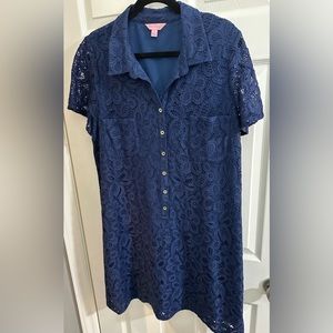 Lilly Pulitzer Navy Lace Dress Size 16